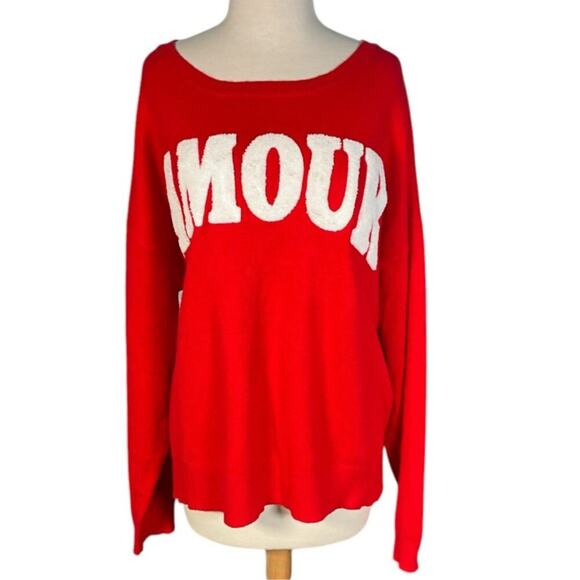 33 Degrees Amour Womens Graphic Sweater Size 2XL NWOT Red & White Cozy Pullover - Picture 3 of 14